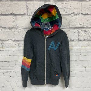 Aviator Nation Kid's Signature Zip Hoodie - Charcoal Grey